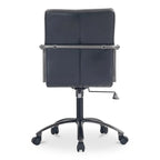 Chaise de bureau pivotante mi-haute en cuir véritable avec accoudoirs