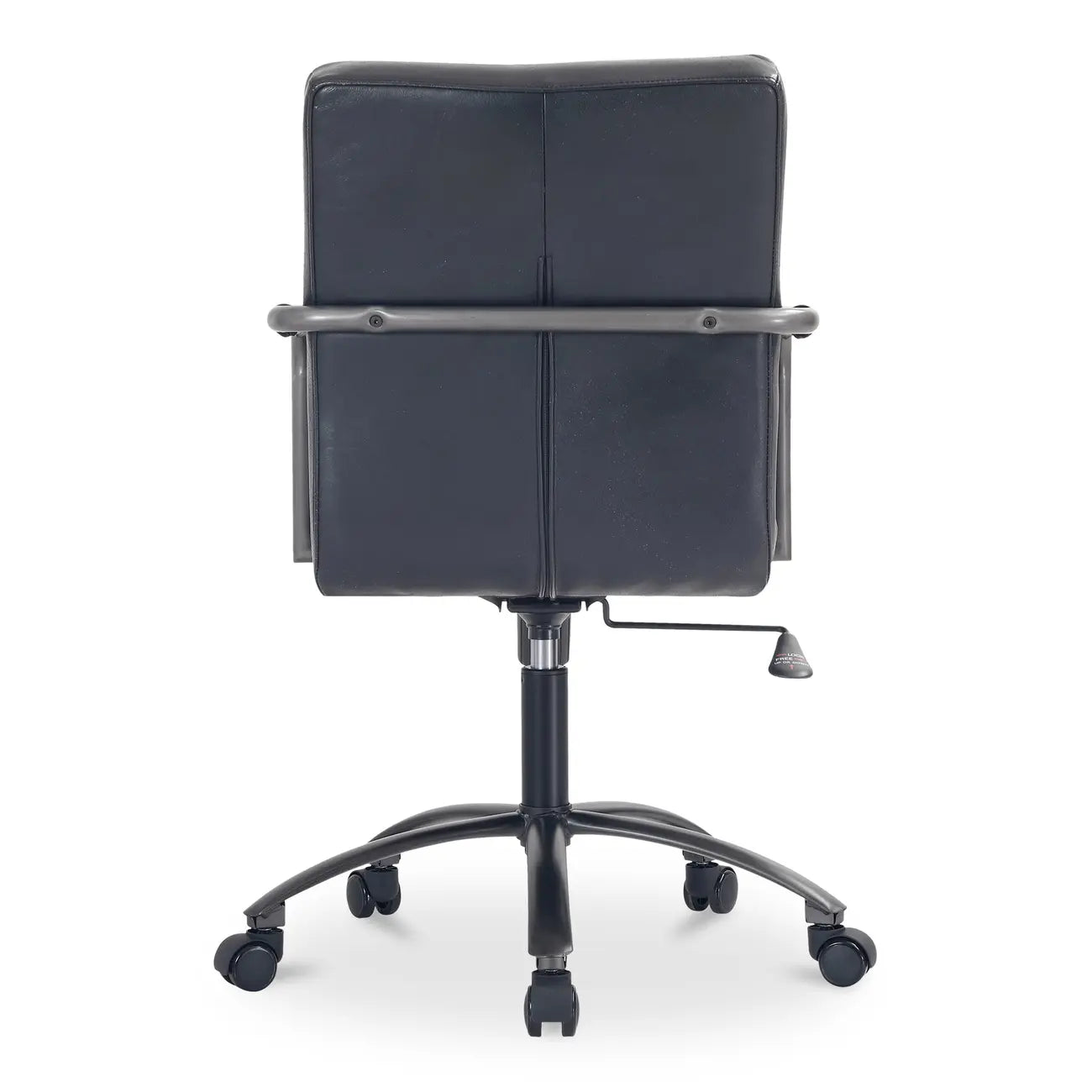 Chaise de bureau pivotante mi-haute en cuir véritable avec accoudoirs