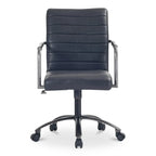 Chaise de bureau pivotante mi-haute en cuir véritable avec accoudoirs