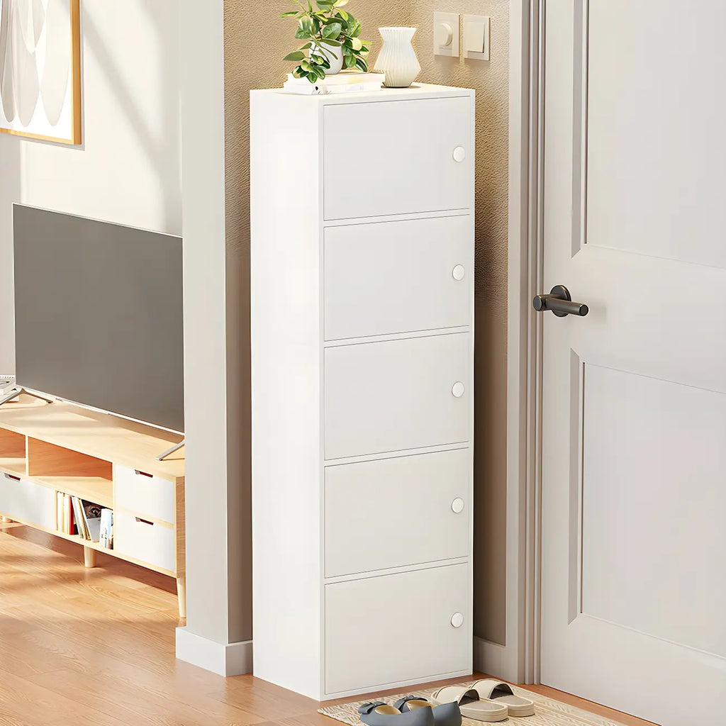 Meuble à chaussures haut blanc moderne avec étagères réglables