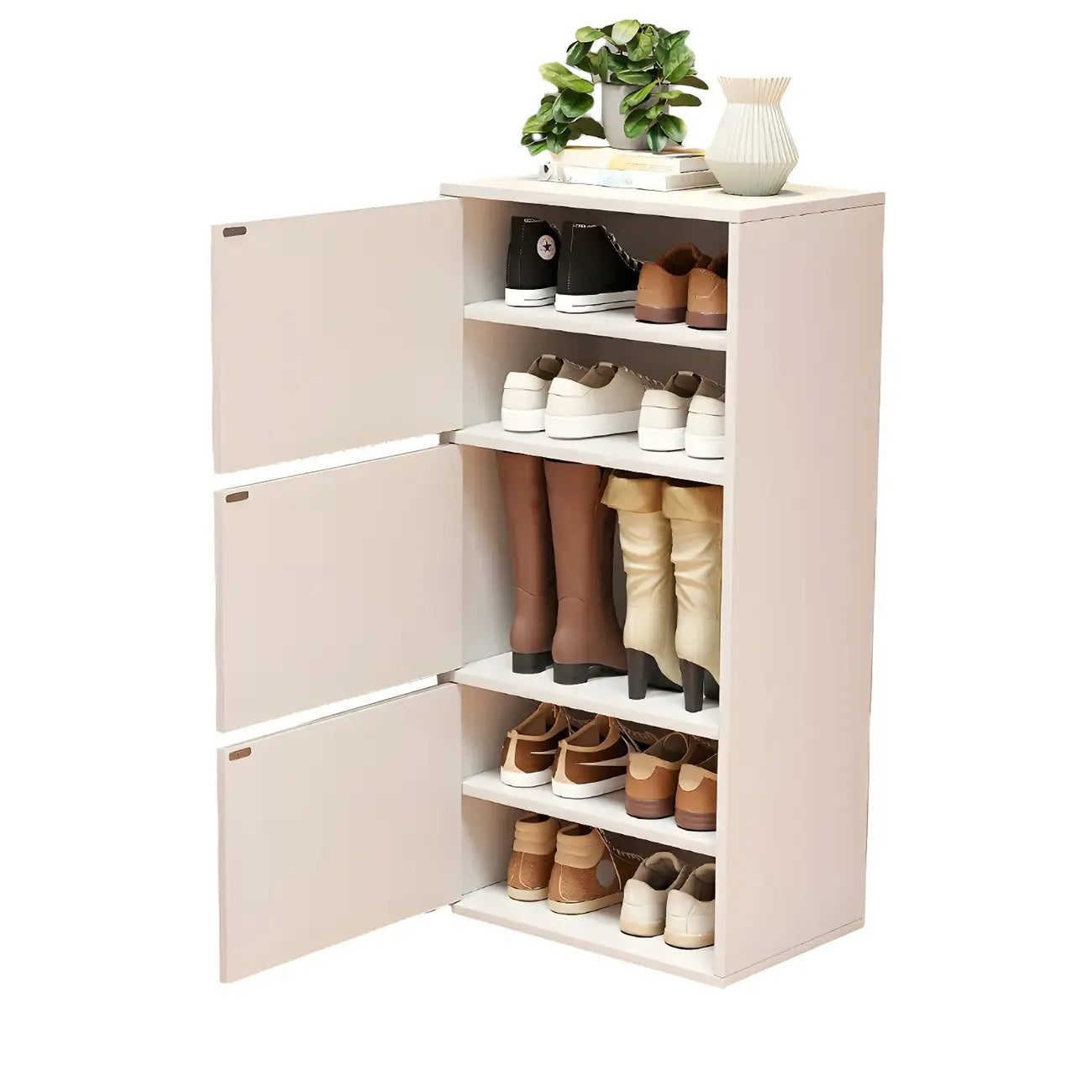 Meuble à chaussures haut blanc moderne avec étagères réglables