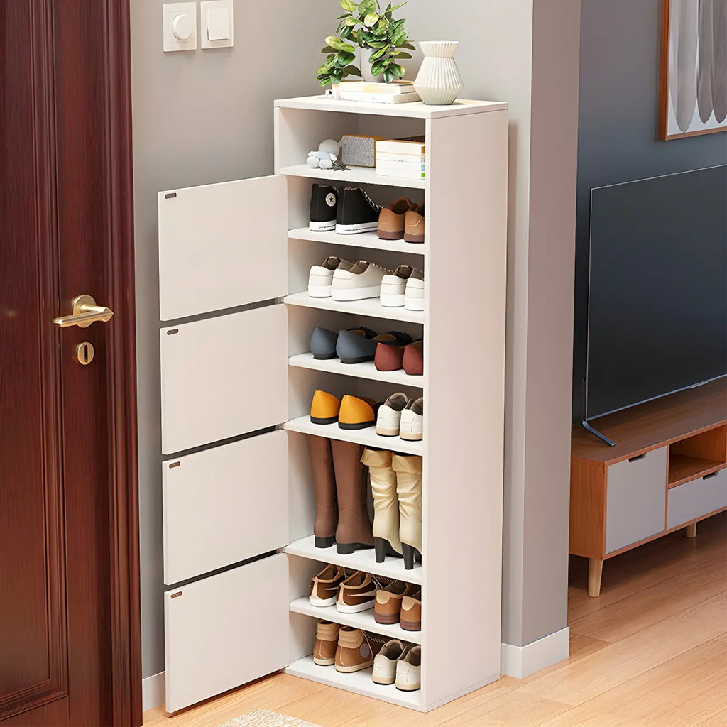 Meuble à chaussures haut blanc moderne avec étagères réglables