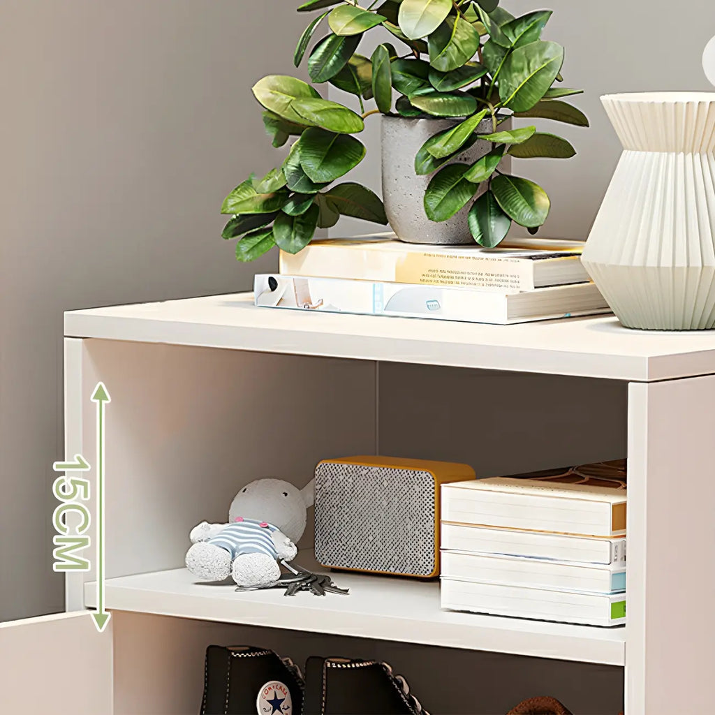 Meuble à chaussures haut blanc moderne avec étagères réglables