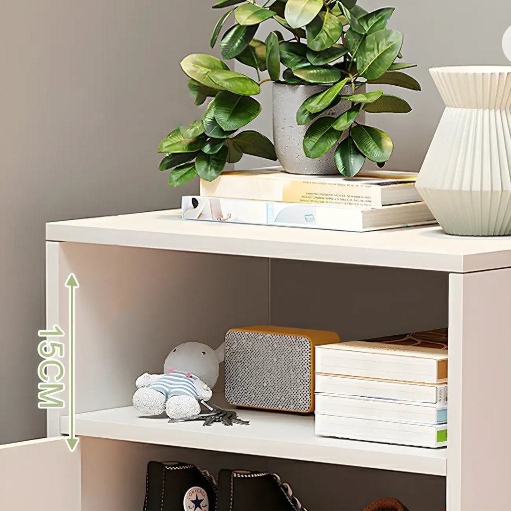 Meuble à chaussures haut blanc moderne avec étagères réglables