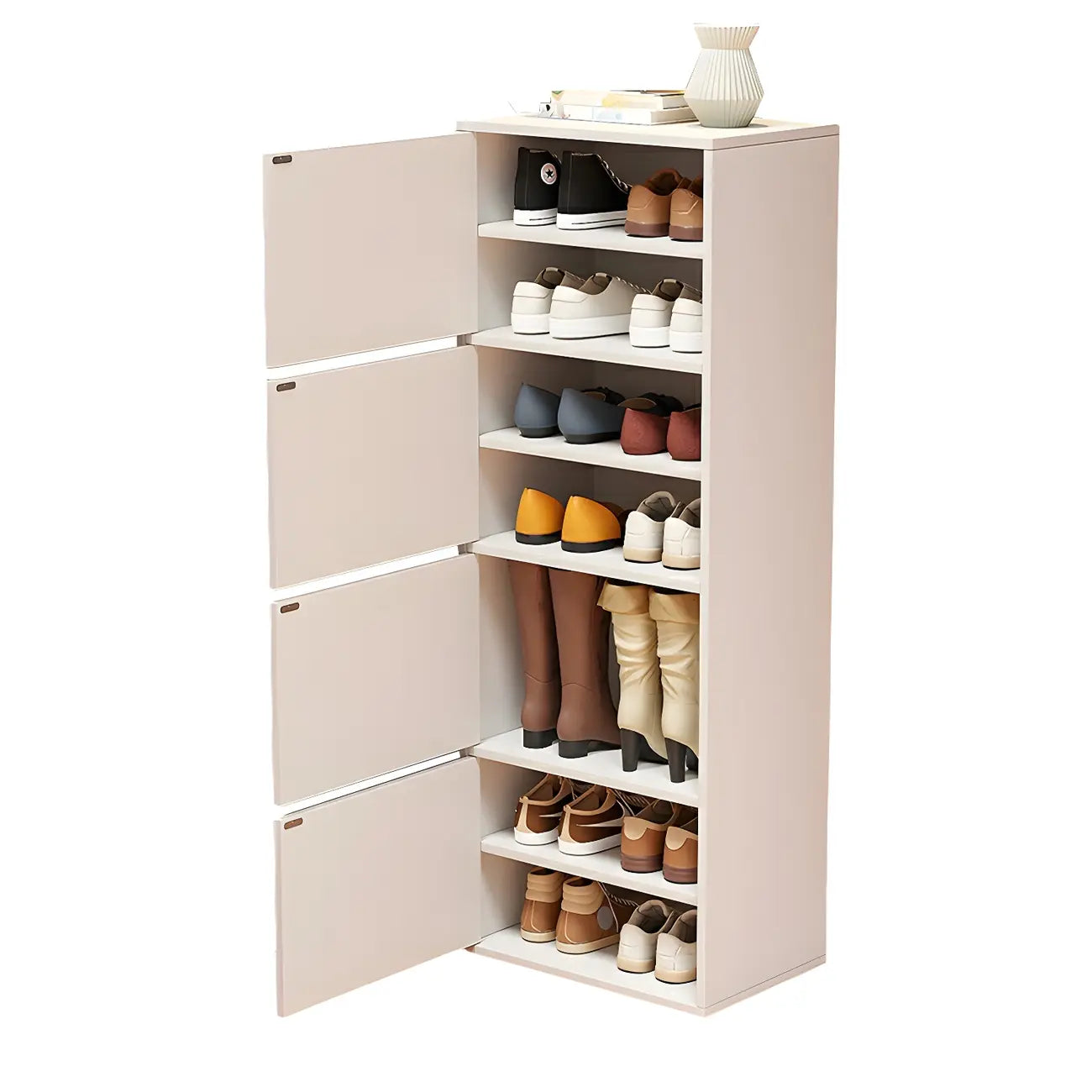 Meuble à chaussures haut blanc moderne avec étagères réglables