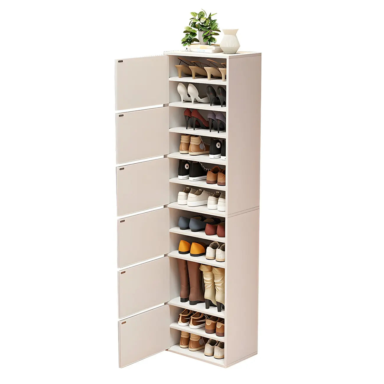 Meuble à chaussures haut blanc moderne avec étagères réglables