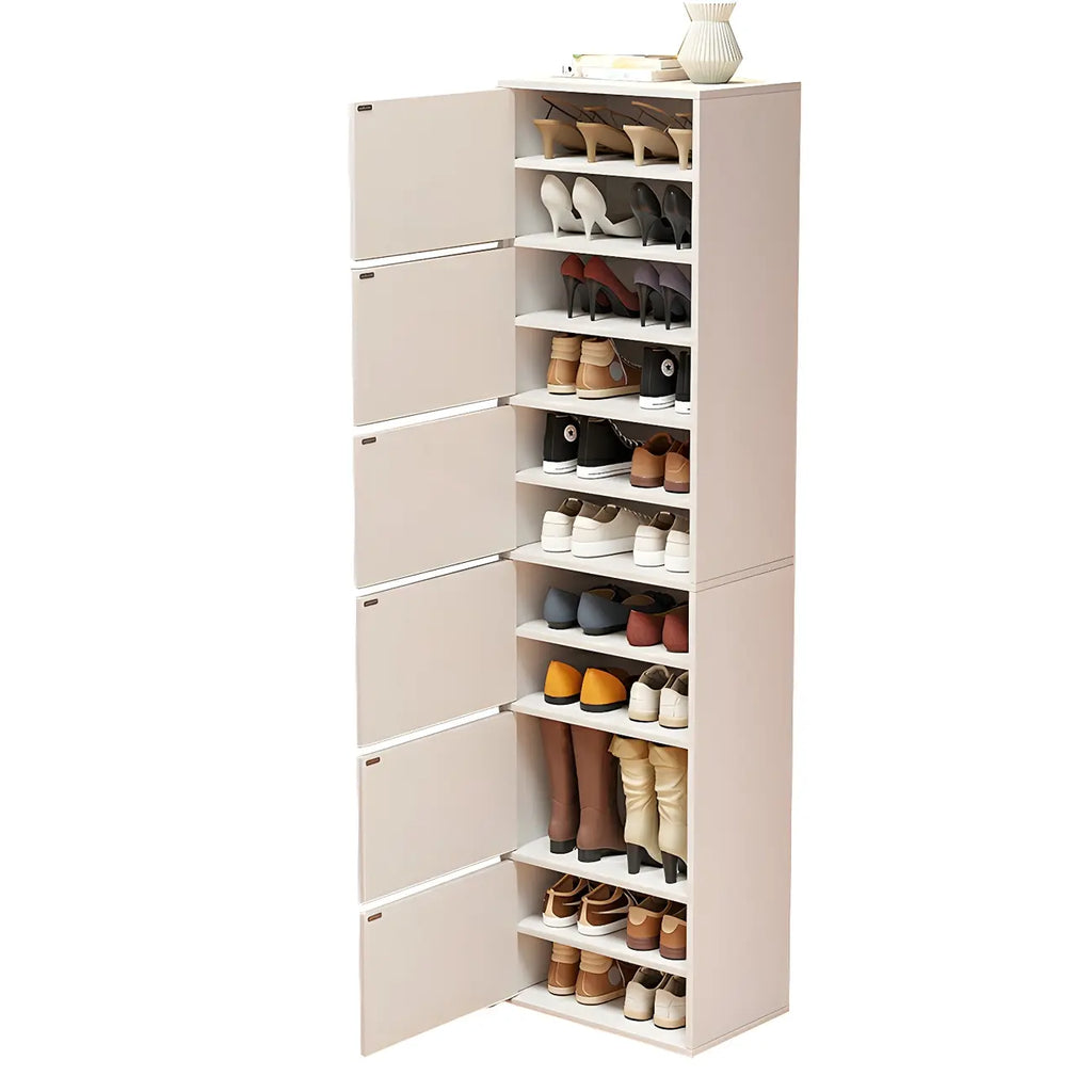 Meuble à chaussures haut blanc moderne avec étagères réglables