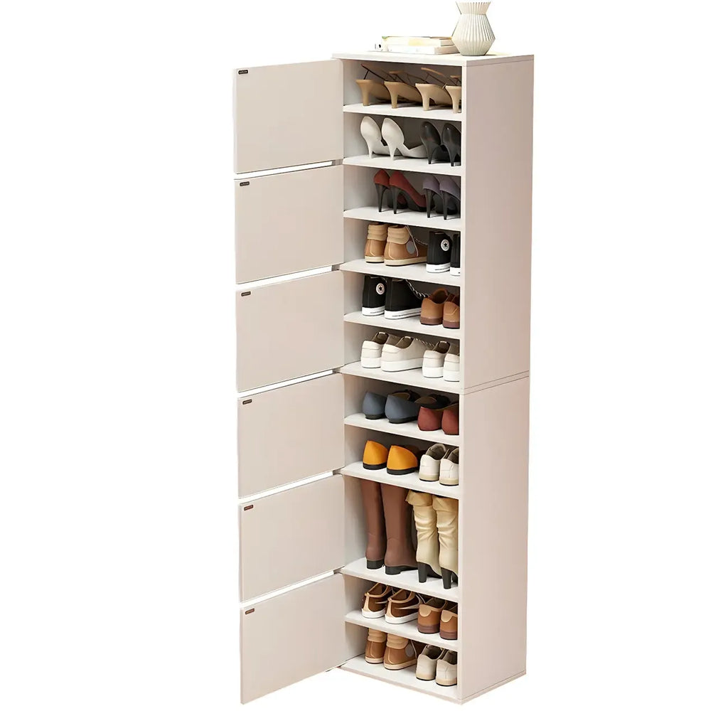 Meuble à chaussures haut blanc moderne avec étagères réglables