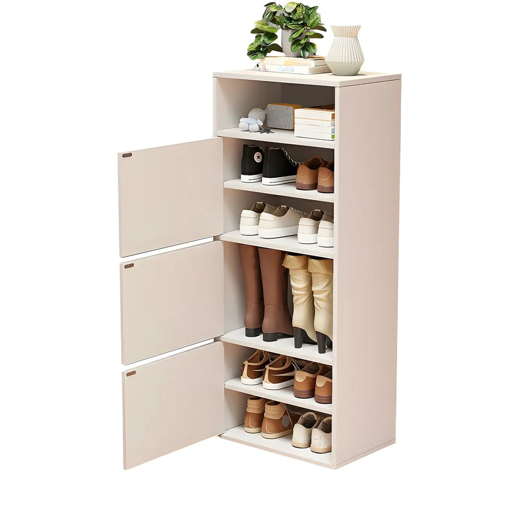 Meuble à chaussures haut blanc moderne avec étagères réglables