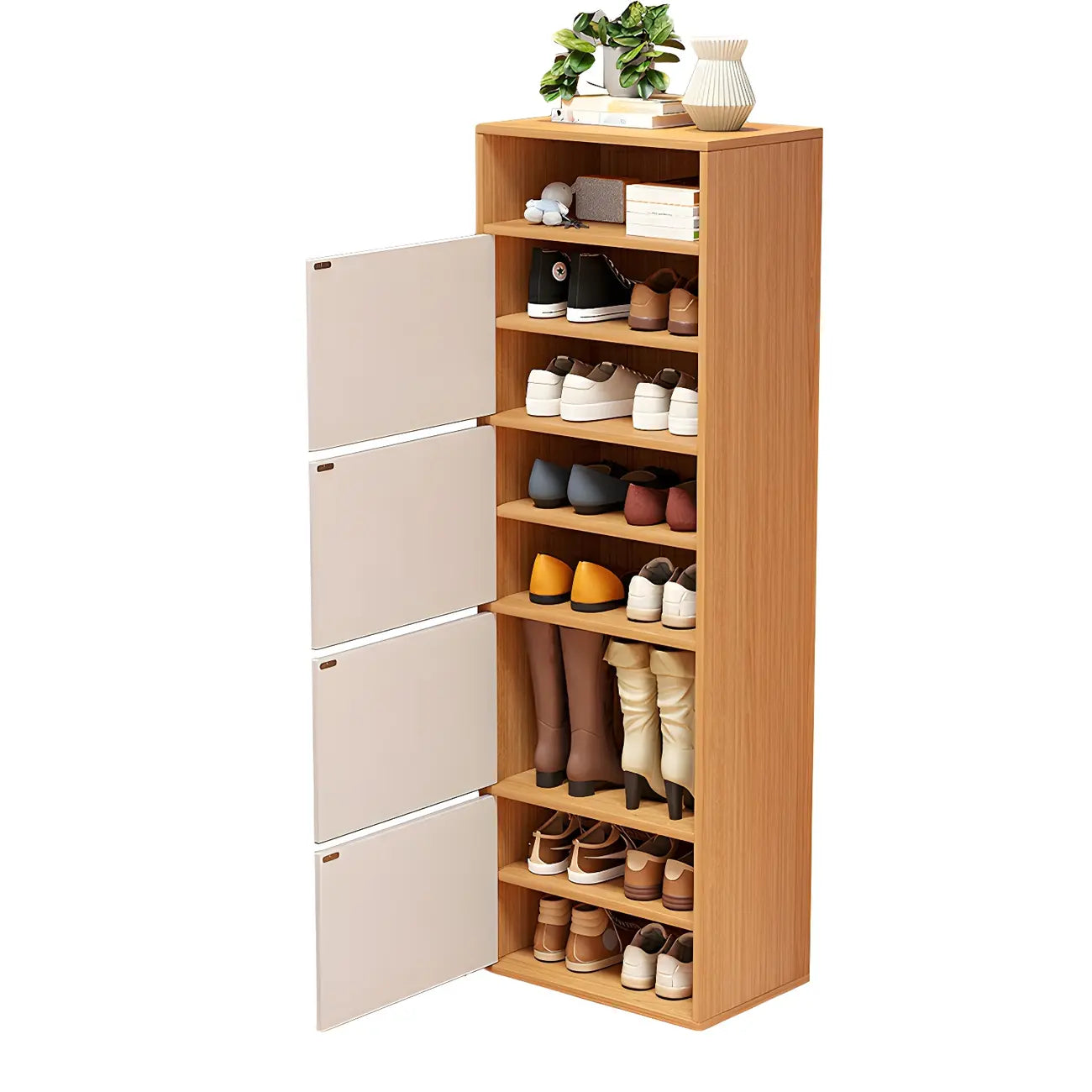 Meuble à chaussures haut blanc moderne avec étagères réglables