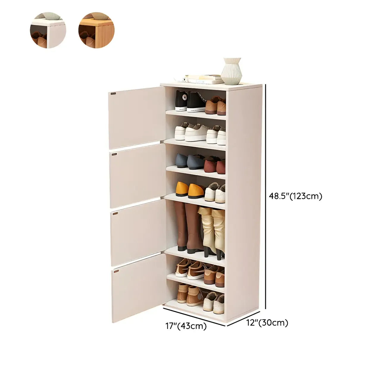 Meuble à chaussures haut blanc moderne avec étagères réglables