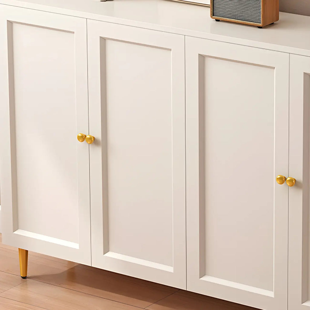 Meuble à chaussures en bois massif couleur crème pour entrée avec portes