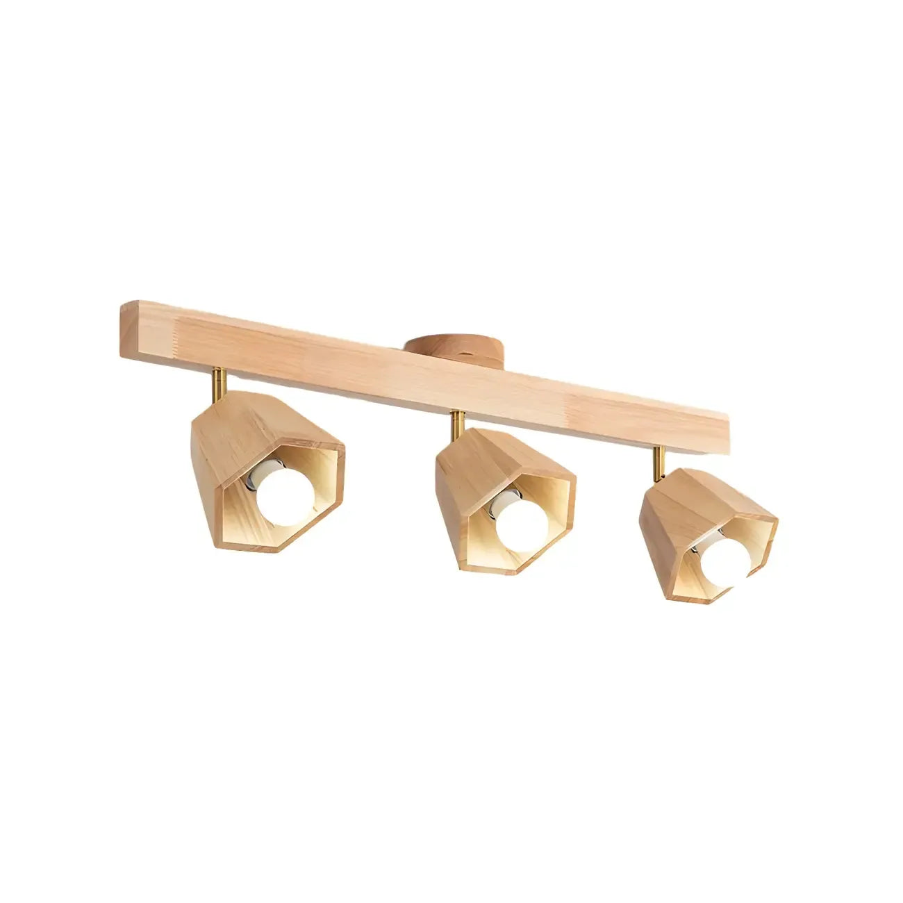 Plafoniera orientabile a 4 luci in legno di gomma naturale