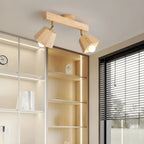 Plafoniera orientabile a 4 luci in legno di gomma naturale