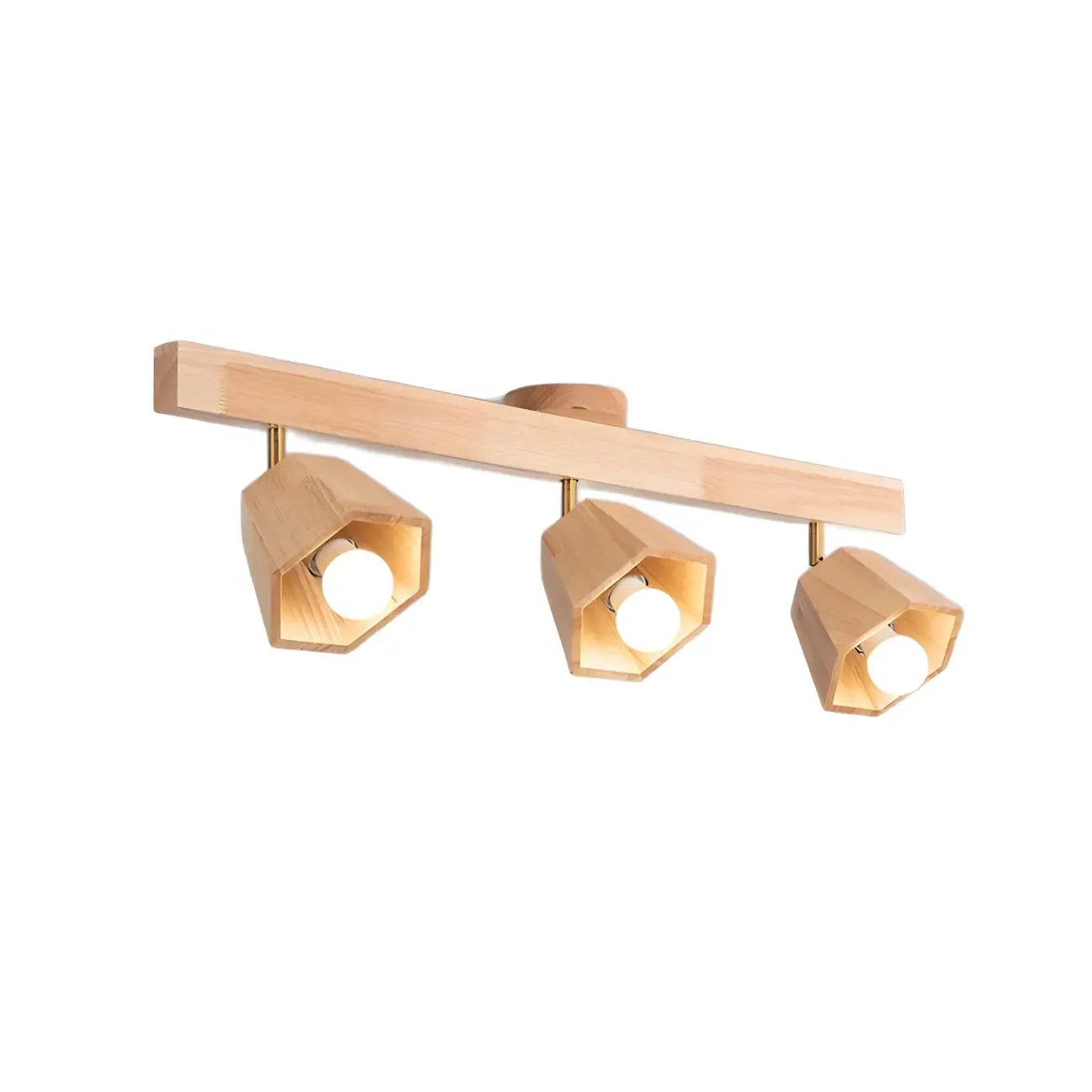 Plafoniera orientabile a 4 luci in legno di gomma naturale
