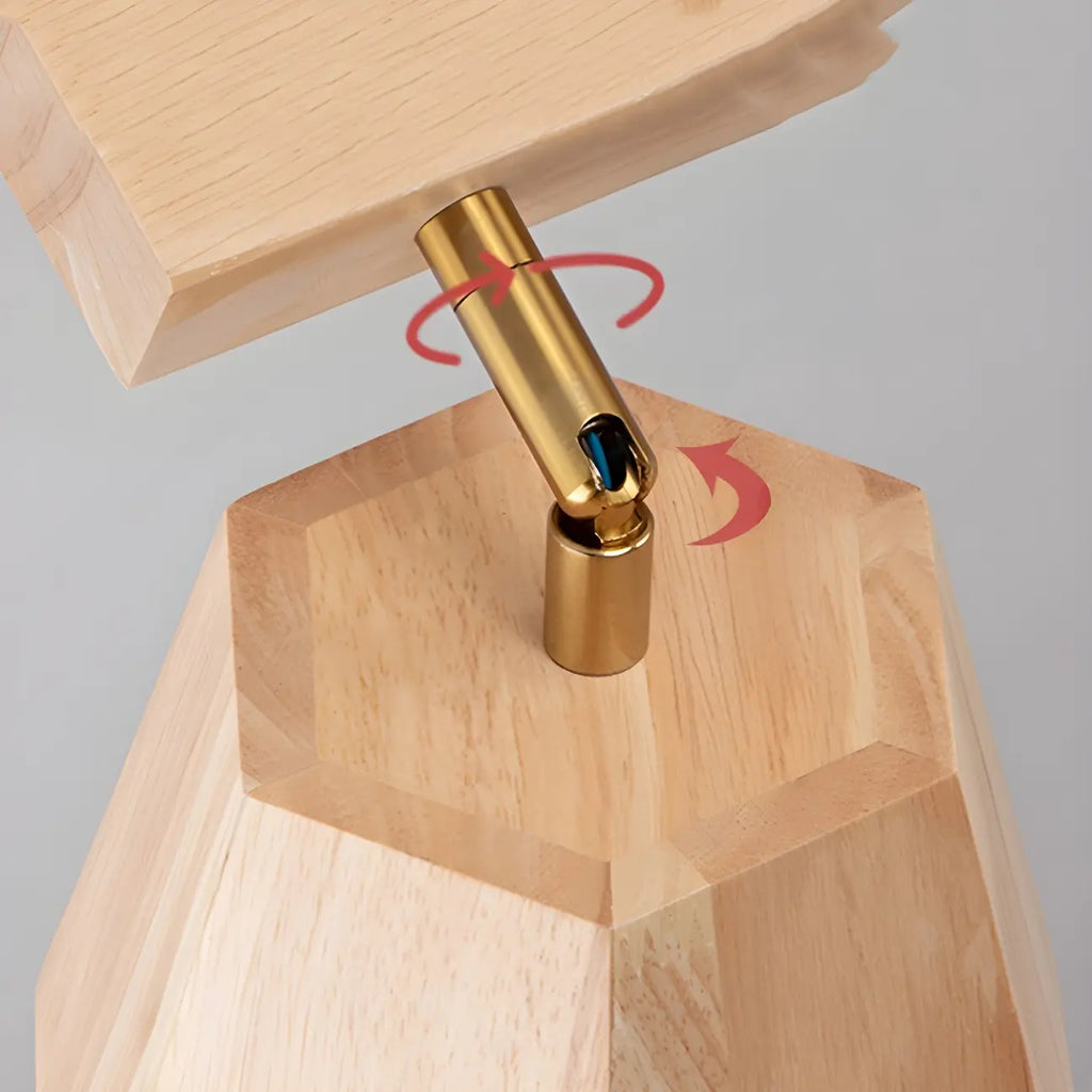 Plafoniera orientabile a 4 luci in legno di gomma naturale