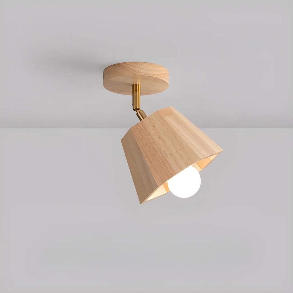 Plafoniera orientabile a 4 luci in legno di gomma naturale