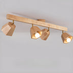 Plafoniera orientabile a 4 luci in legno di gomma naturale