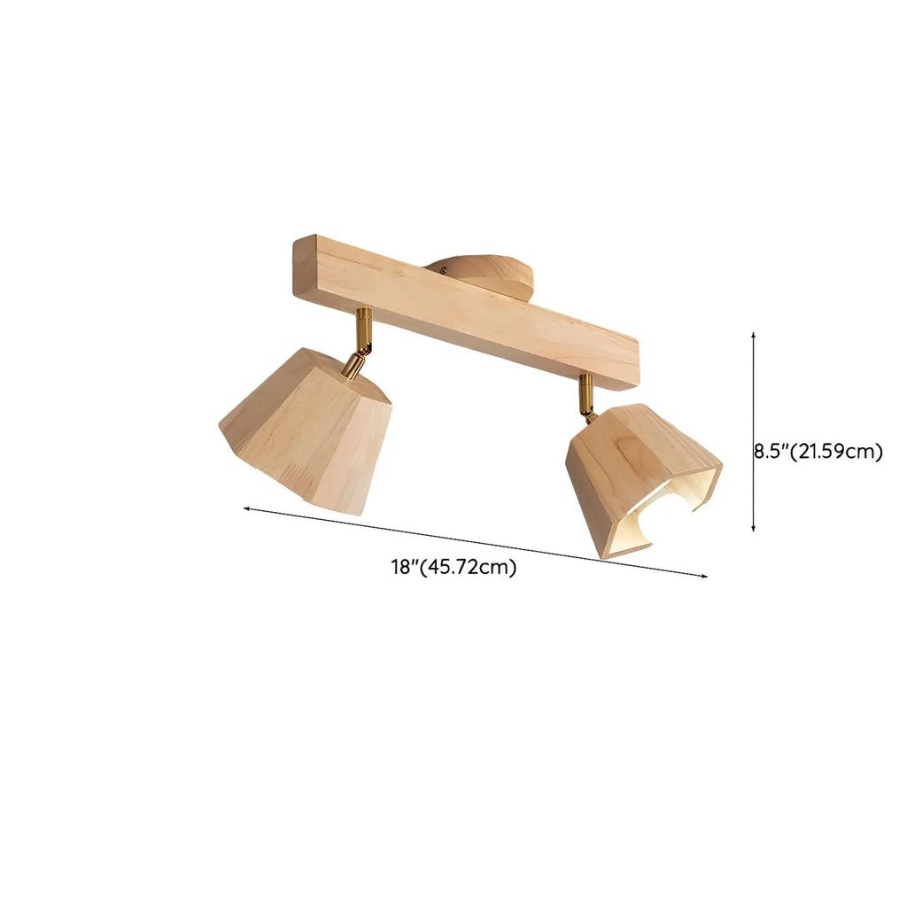 Plafoniera orientabile a 4 luci in legno di gomma naturale