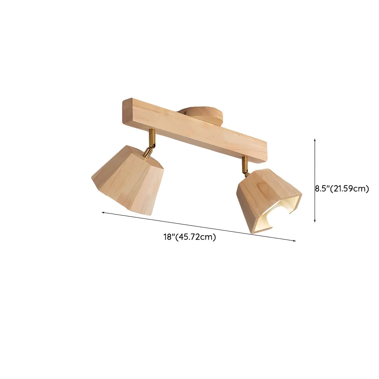Plafoniera orientabile a 4 luci in legno di gomma naturale