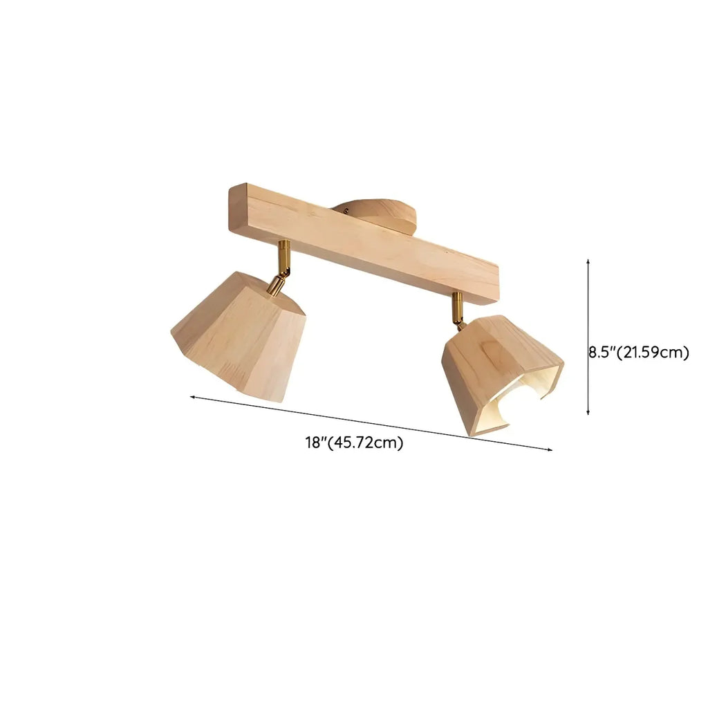 Plafoniera orientabile a 4 luci in legno di gomma naturale
