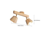 Plafoniera orientabile a 4 luci in legno di gomma naturale
