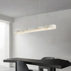 Suspension rectangulaire moderne en métal doré pour îlot de cuisine