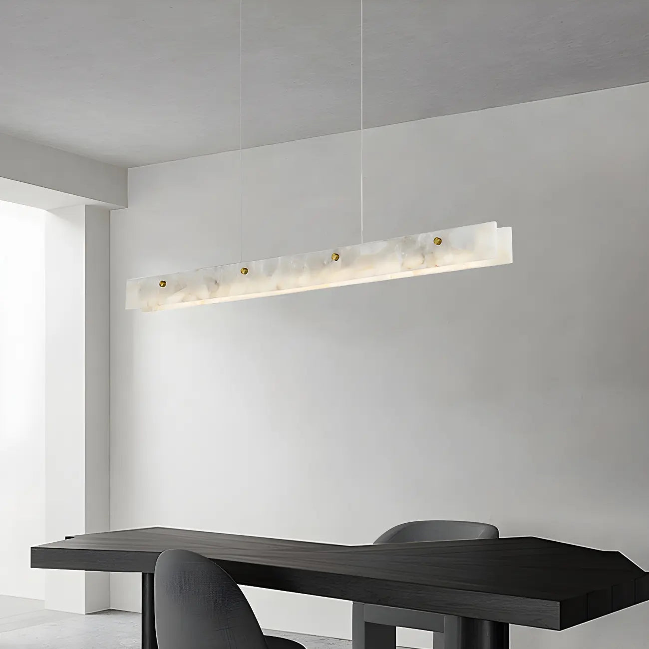 Suspension rectangulaire moderne en métal doré pour îlot de cuisine