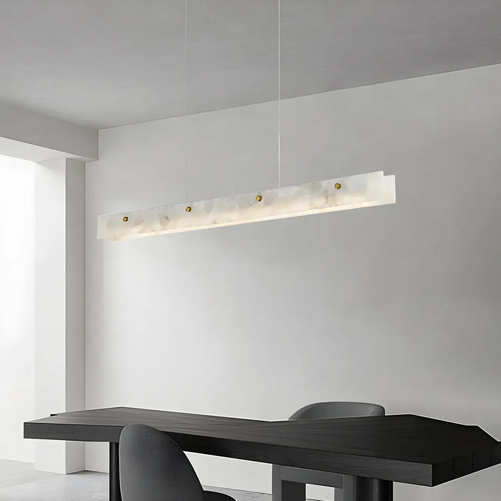 Suspension rectangulaire moderne en métal doré pour îlot de cuisine