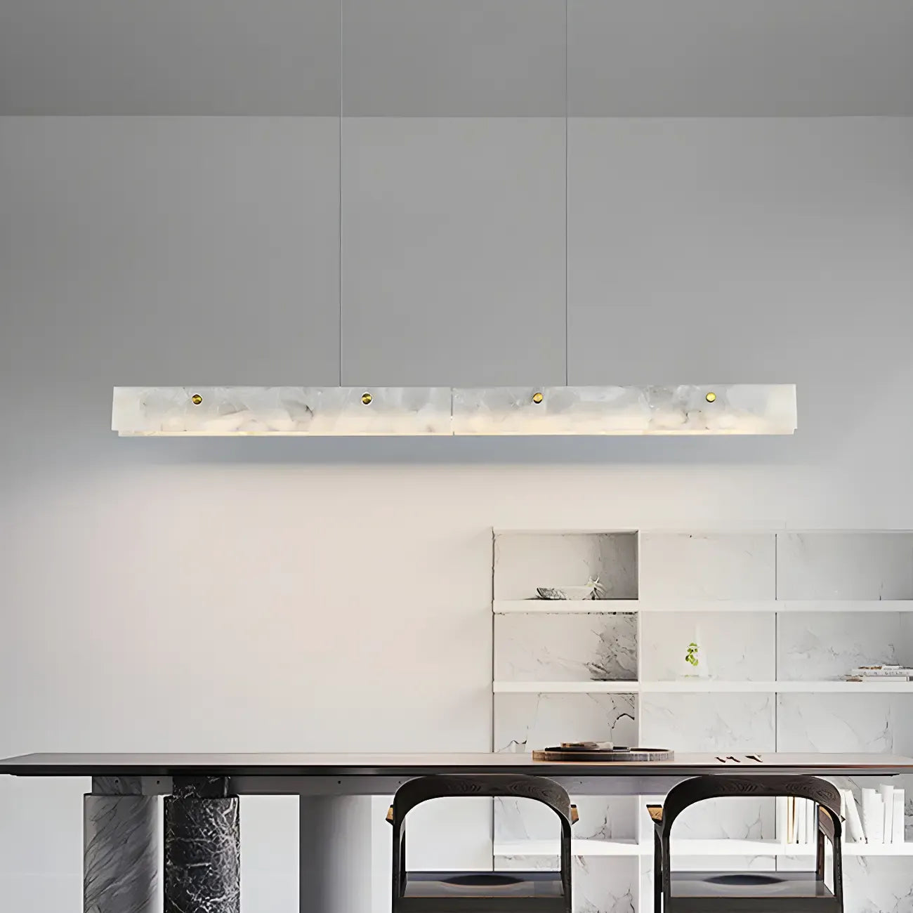 Suspension rectangulaire moderne en métal doré pour îlot de cuisine