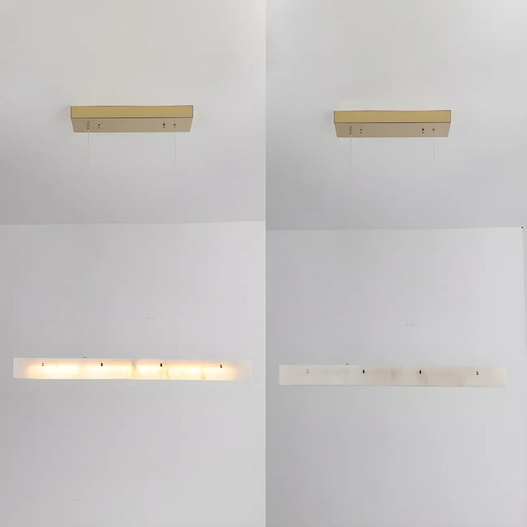 Suspension rectangulaire moderne en métal doré pour îlot de cuisine