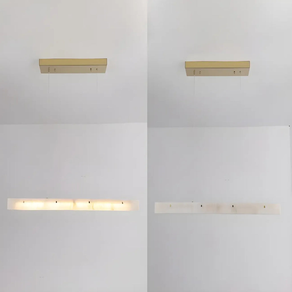 Suspension rectangulaire moderne en métal doré pour îlot de cuisine