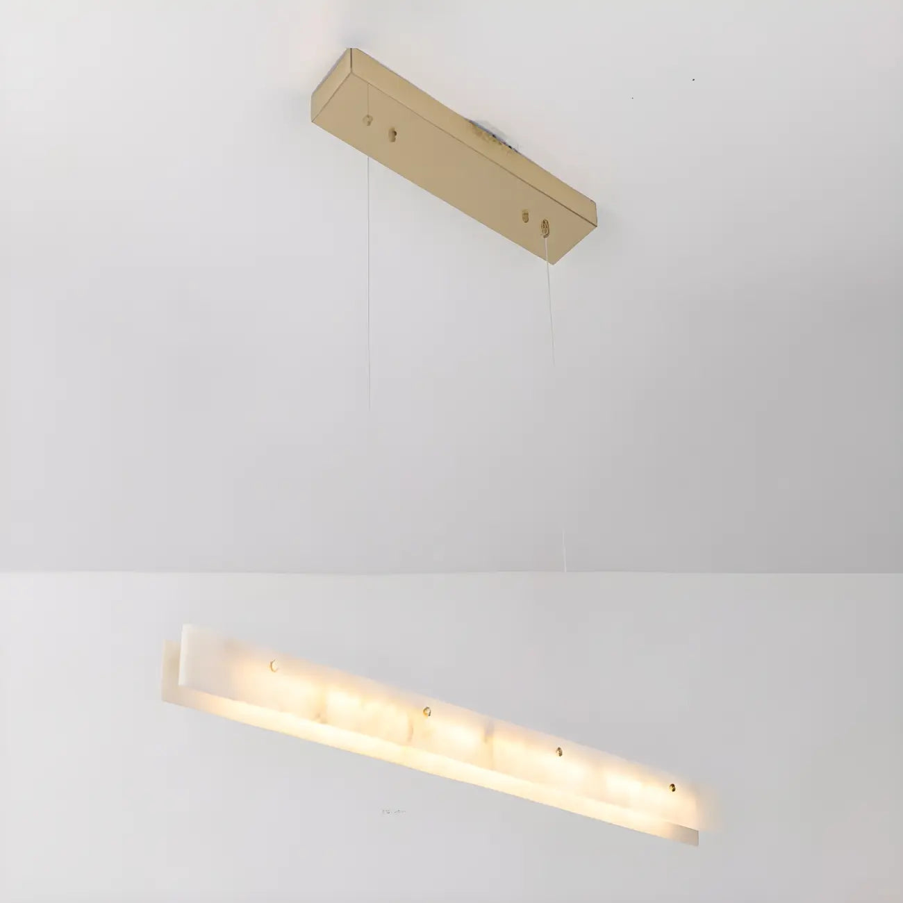 Suspension rectangulaire moderne en métal doré pour îlot de cuisine