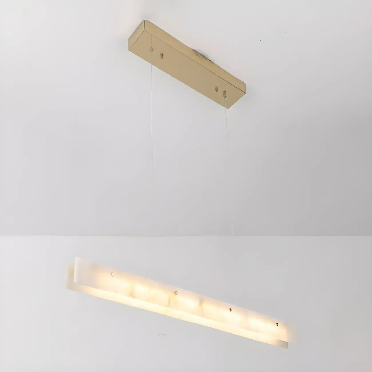 Suspension rectangulaire moderne en métal doré pour îlot de cuisine