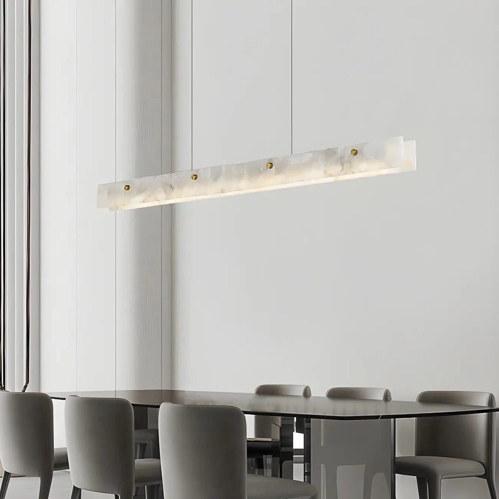Suspension rectangulaire moderne en métal doré pour îlot de cuisine