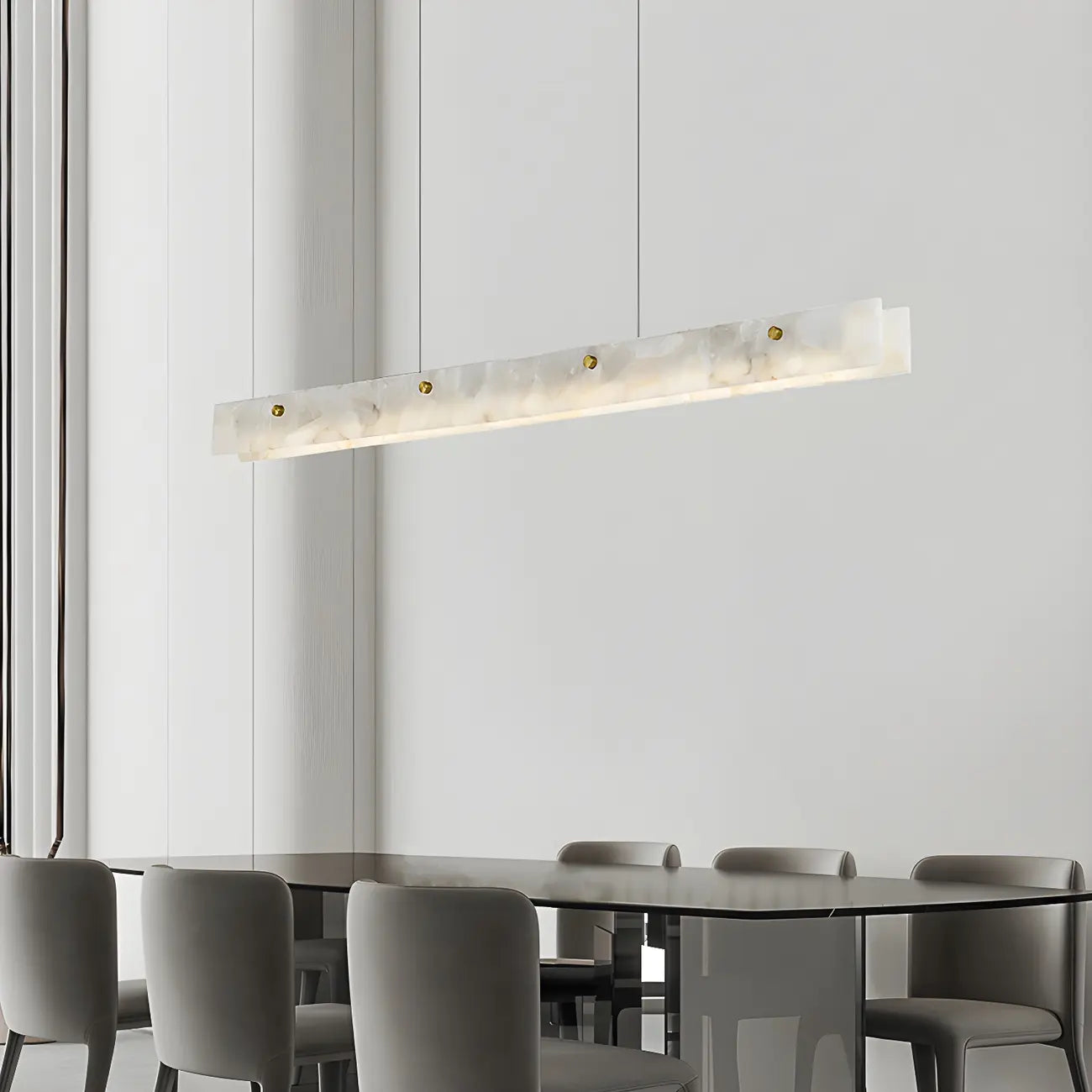 Suspension rectangulaire moderne en métal doré pour îlot de cuisine