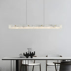 Suspension rectangulaire moderne en métal doré pour îlot de cuisine