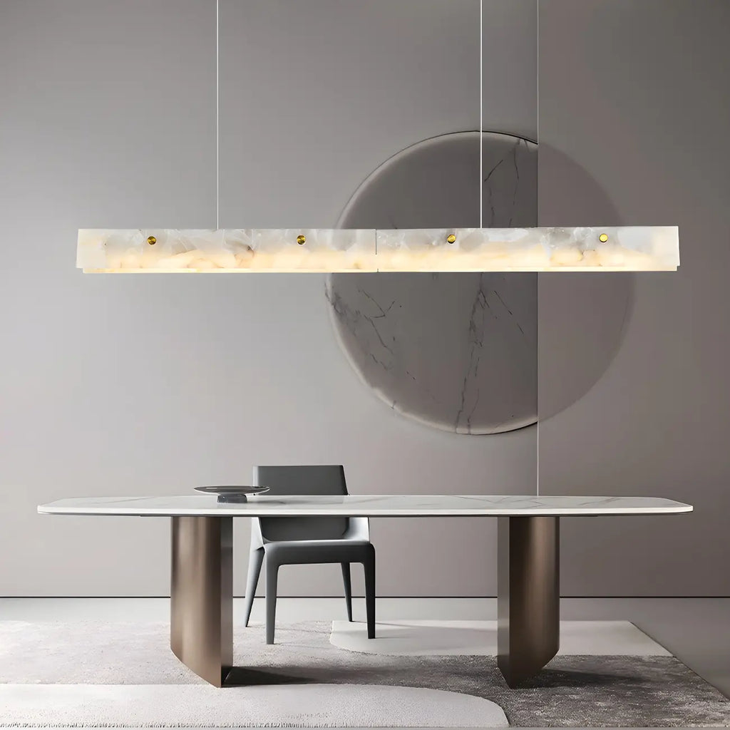 Suspension LED à intensité variable pour îlot de cuisine, style marbre doré linéaire