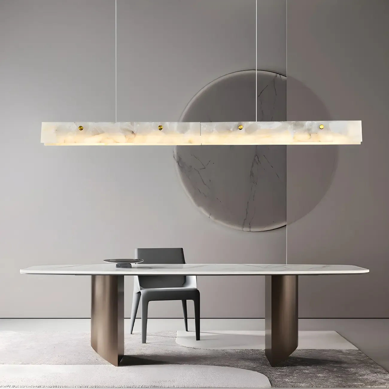 Suspension LED à intensité variable pour îlot de cuisine, style marbre doré linéaire
