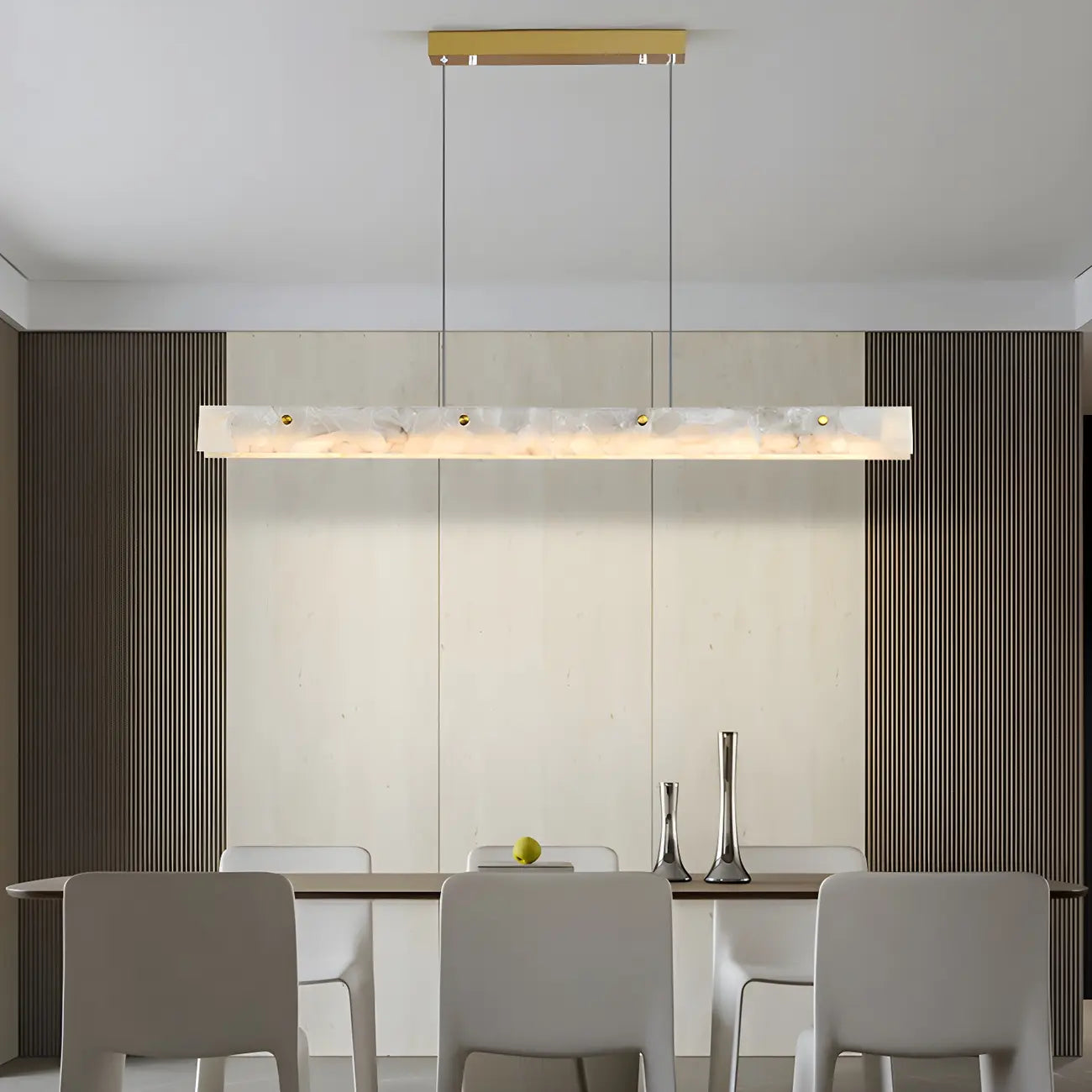 Suspension LED à intensité variable pour îlot de cuisine, style marbre doré linéaire