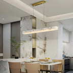 Suspension LED à intensité variable pour îlot de cuisine, style marbre doré linéaire