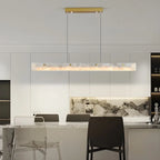 Suspension LED à intensité variable pour îlot de cuisine, style marbre doré linéaire