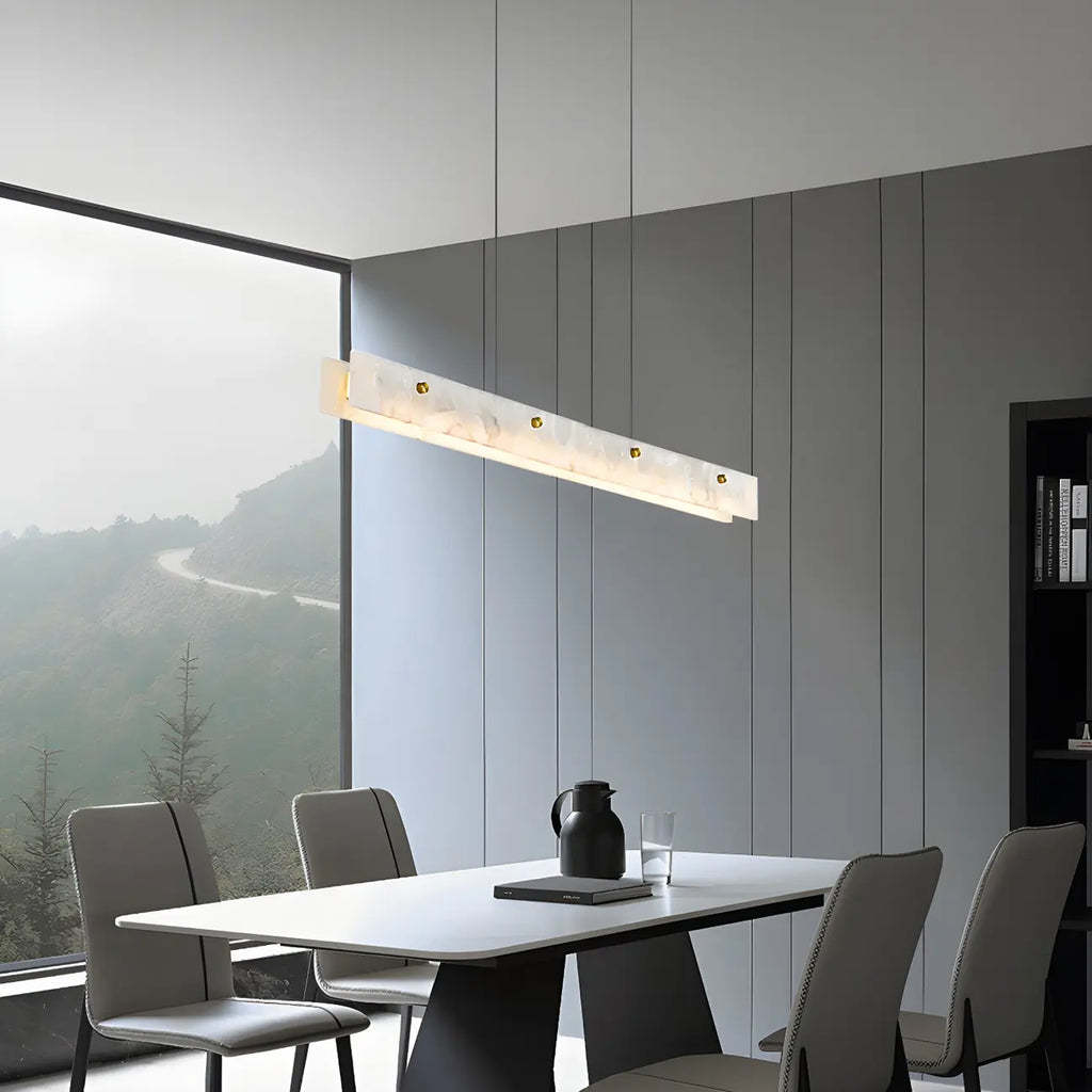Suspension LED à intensité variable pour îlot de cuisine, style marbre doré linéaire