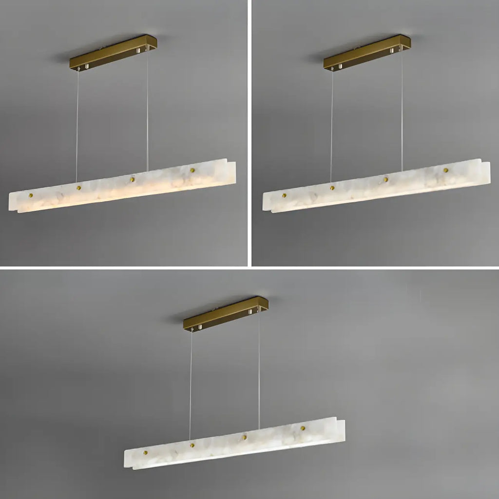 Suspension LED à intensité variable pour îlot de cuisine, style marbre doré linéaire