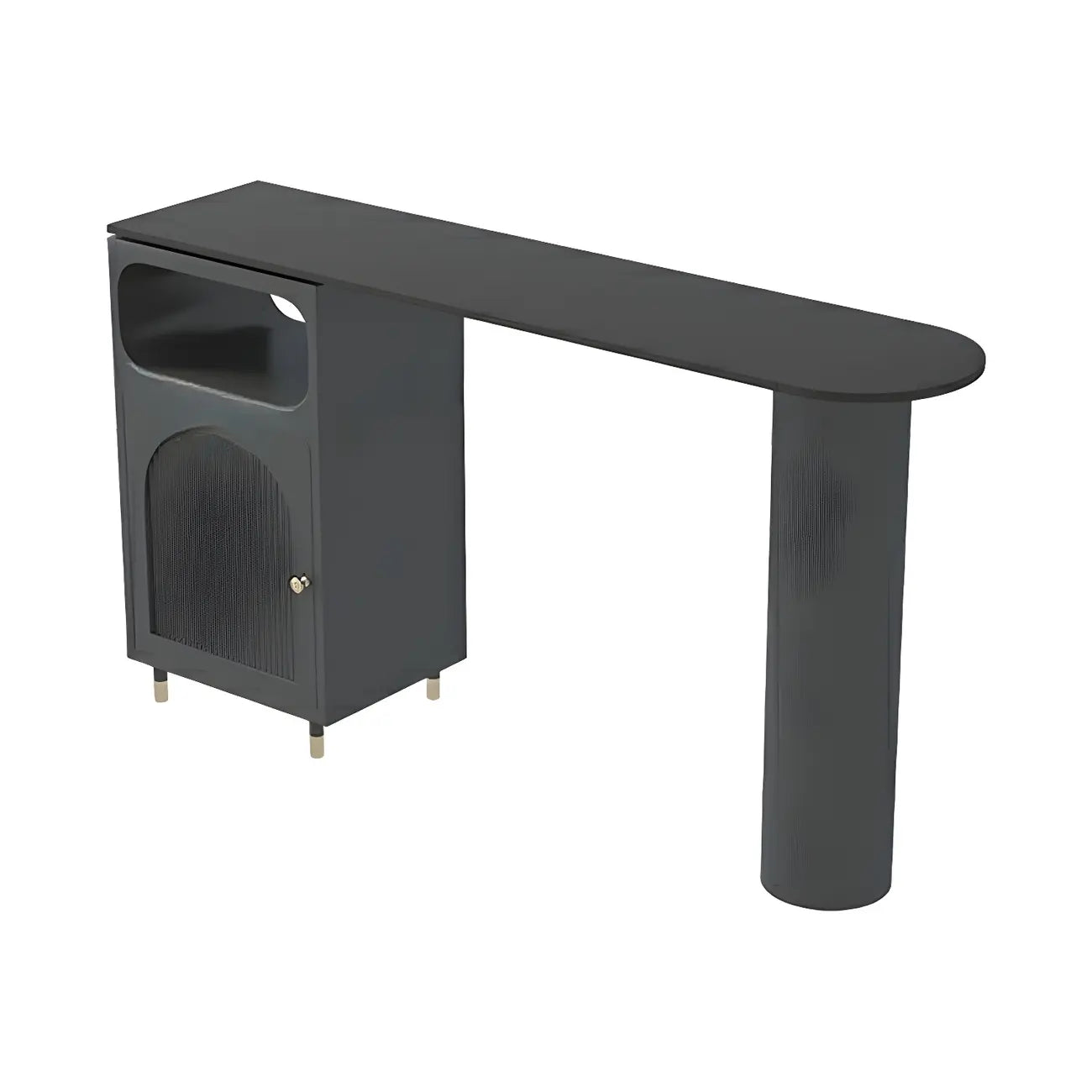 Tables de bar modernes en fer gris pierre avec rangement, forme libre