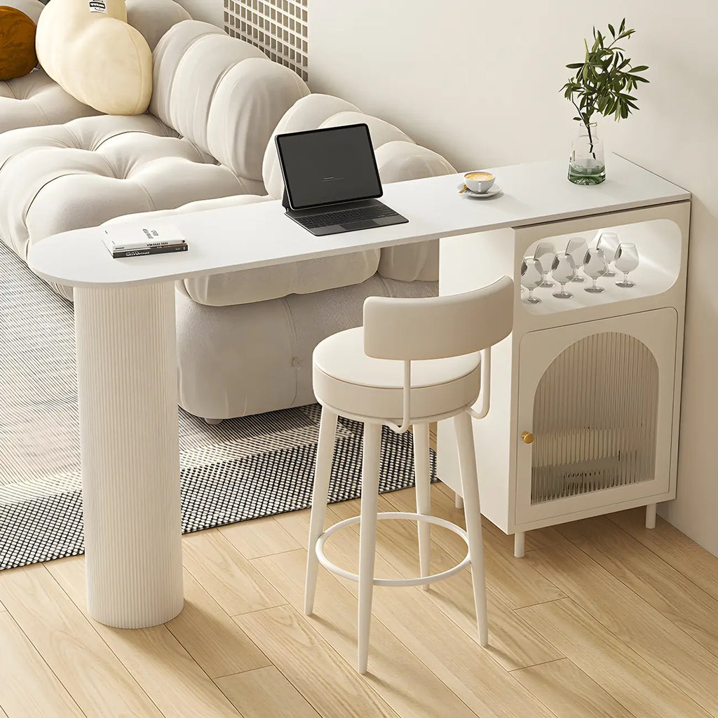Tables de bar modernes en fer gris pierre avec rangement, forme libre