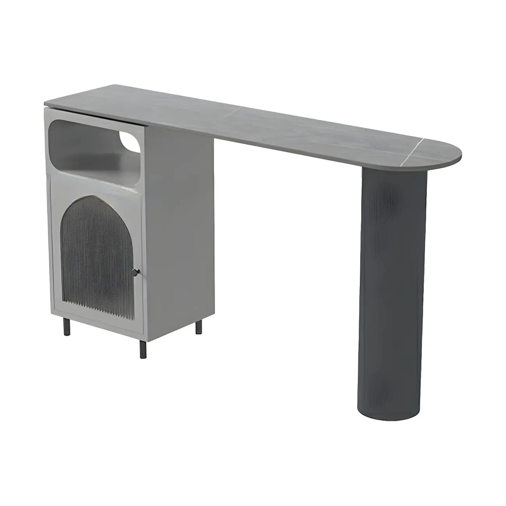 Tables de bar modernes en fer gris pierre avec rangement, forme libre
