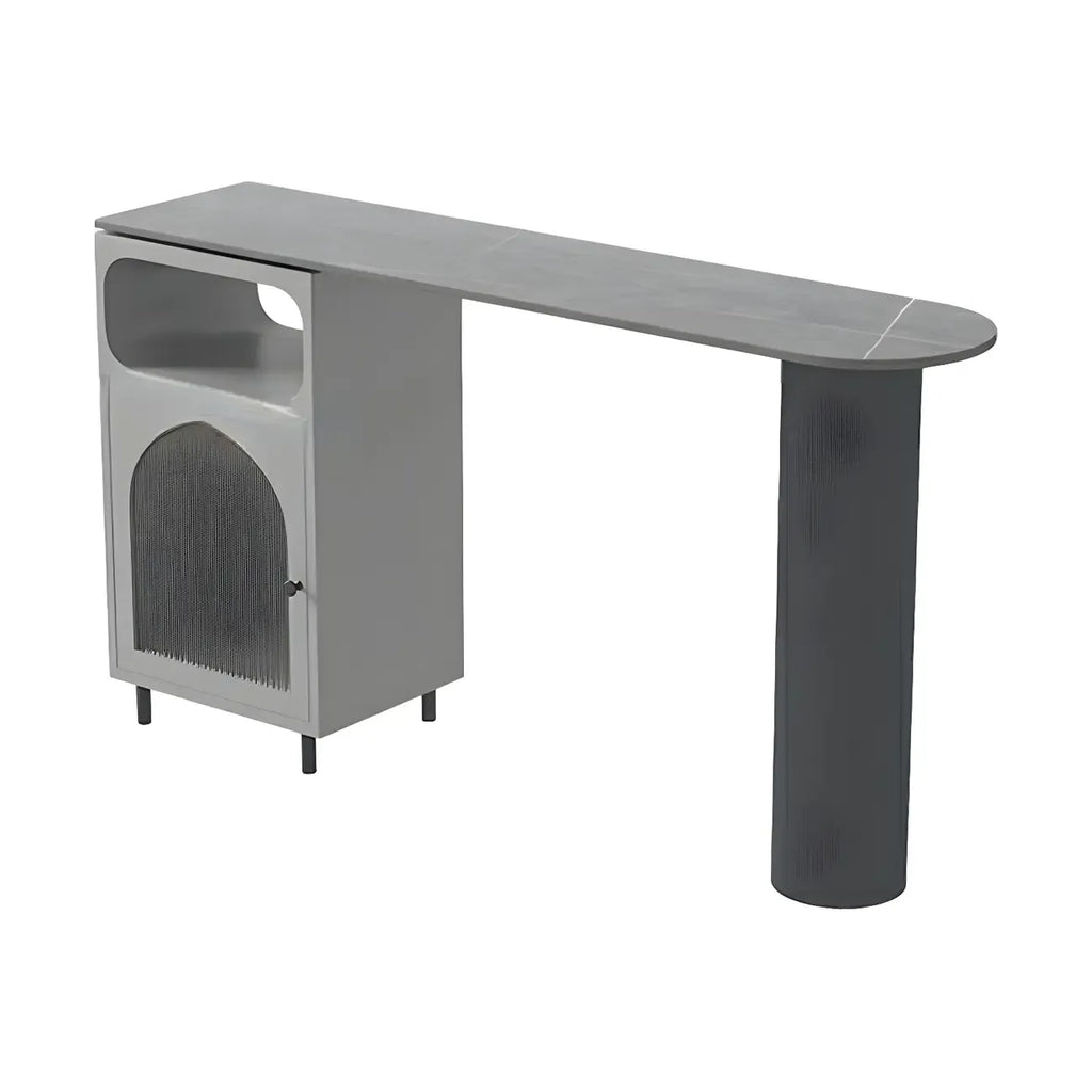 Tables de bar modernes en fer gris pierre avec rangement, forme libre