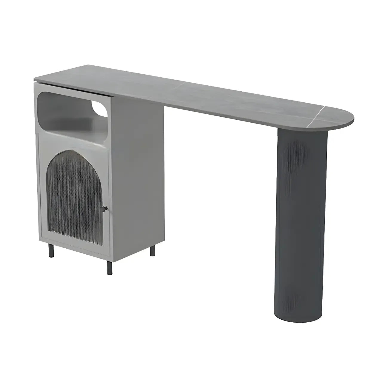 Tables de bar modernes en fer gris pierre avec rangement, forme libre