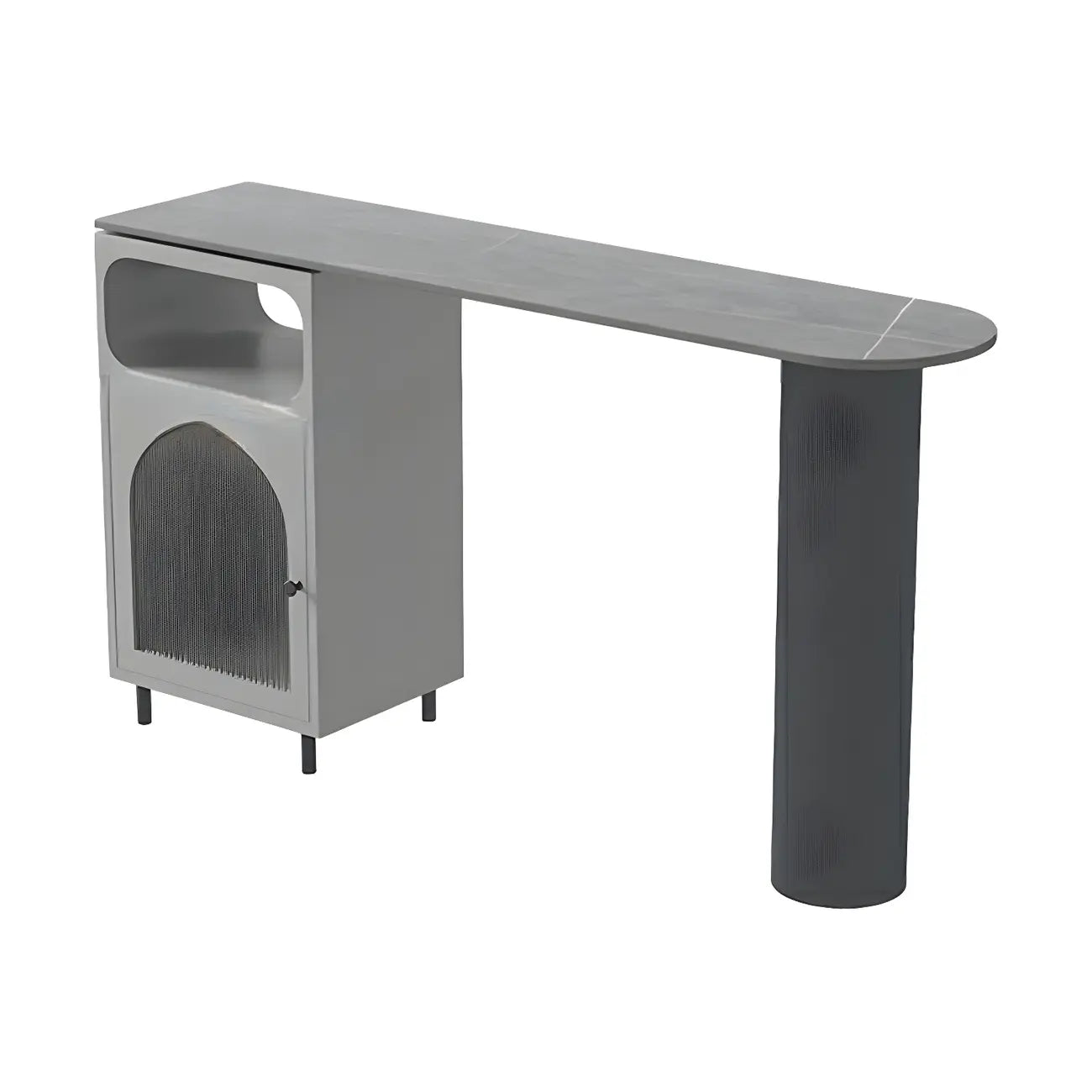 Tables de bar modernes en fer gris pierre avec rangement, forme libre